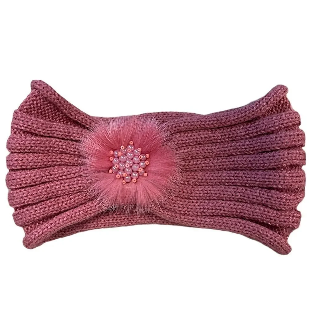 Pink Knit Embellished Headwarmer